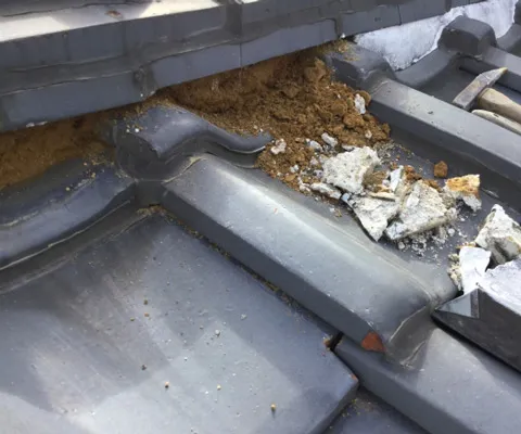 瓦、漆喰のヒビ割れ